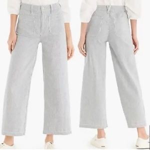 JCrew Point Sur Wide Leg Cropped Striped Pants Jeans 26 J. Crew